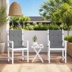 Lowback Chair Cushions Grey Oxford Fabric Outdoor Garden Patio Seat Pads 2pc