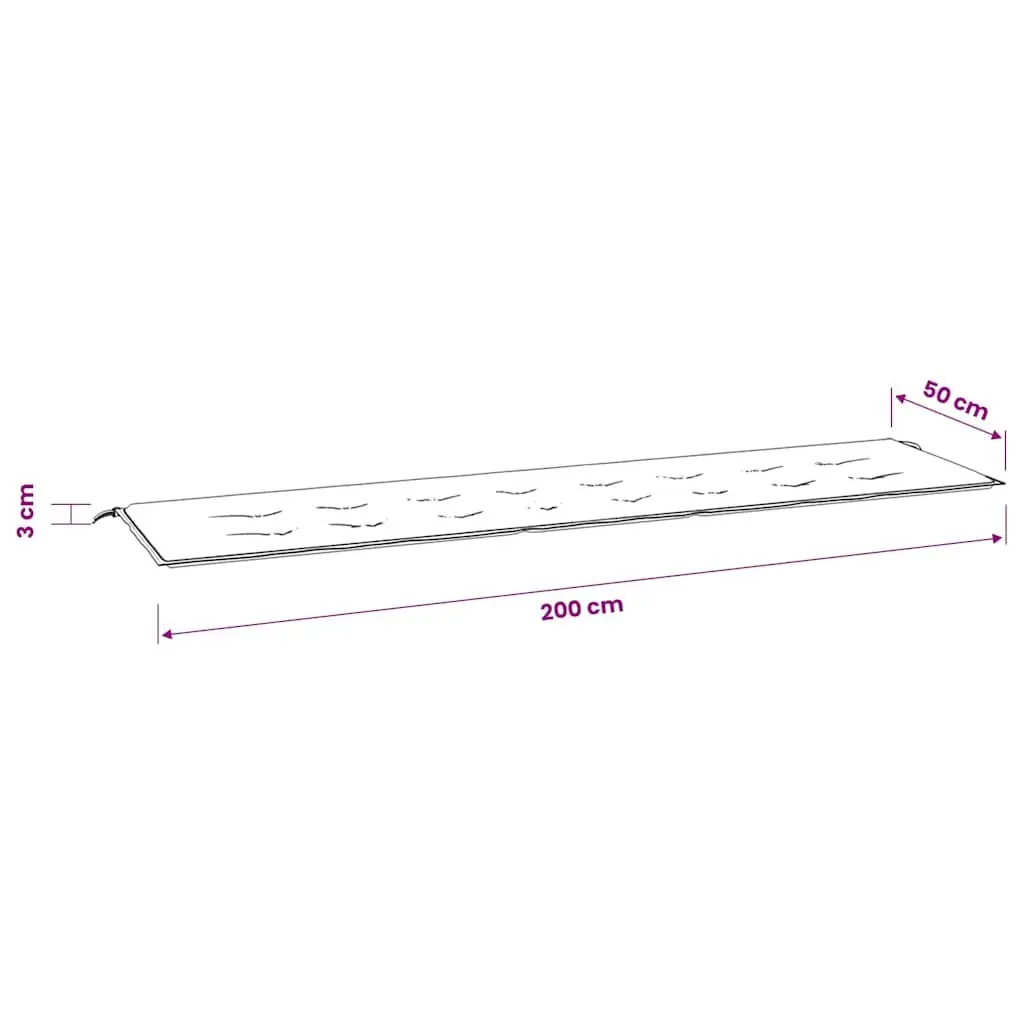 Garden Bench Cushion Cream 200x50x3 cm Outdoor Patio Seat Pad Oxford Fabric