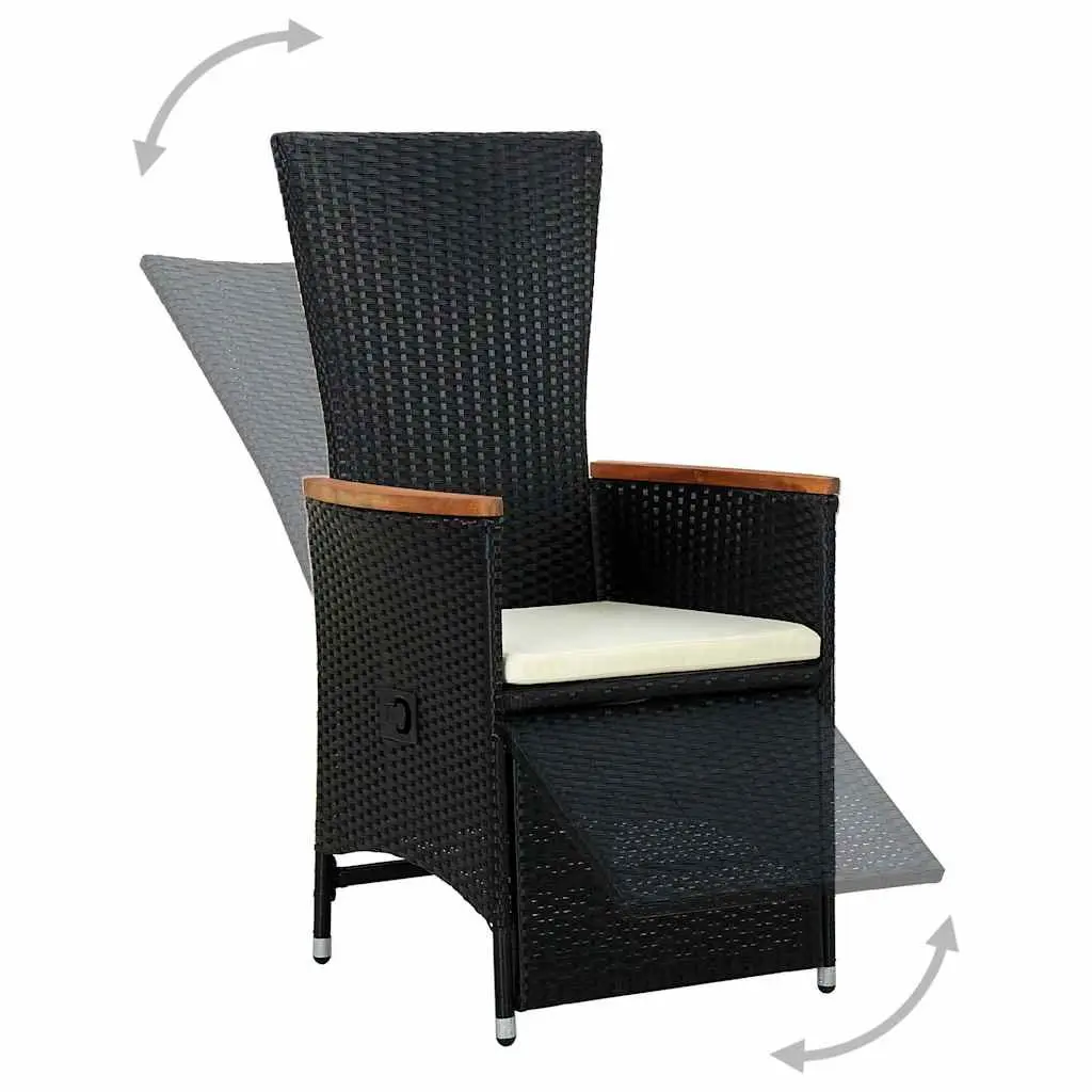 Outdoor Dining Set 9 Piece PE Rattan Garden Table Chairs with Cushions Black