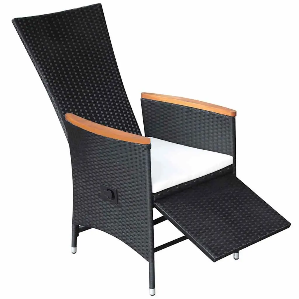 Reclining Garden Chairs 2 pcs Adjustable Black PE Rattan with Cushions