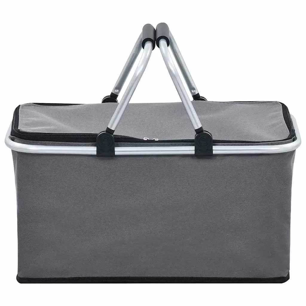 Foldable Insulated Cool Bag Grey 46x27x23 cm Portable Food Beverage Cooler