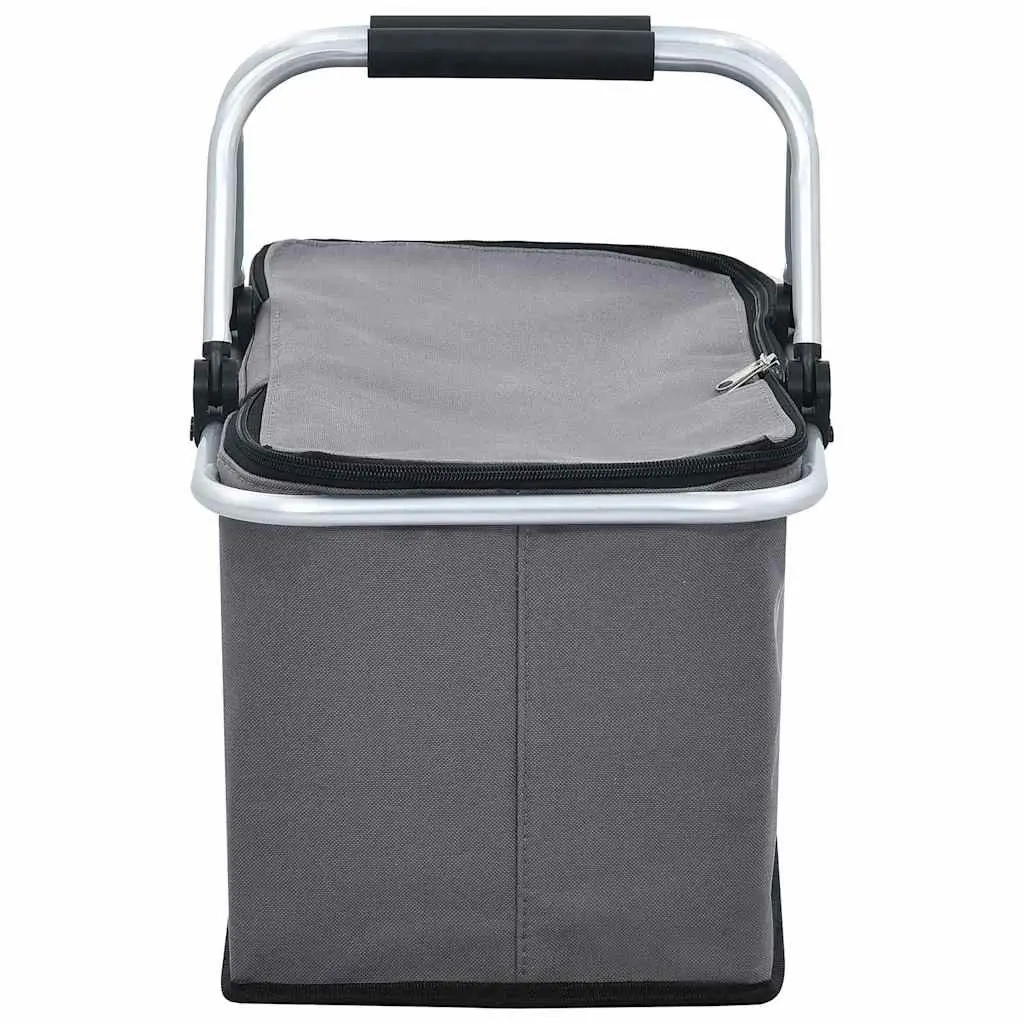 Foldable Insulated Cool Bag Grey 46x27x23 cm Portable Food Beverage Cooler