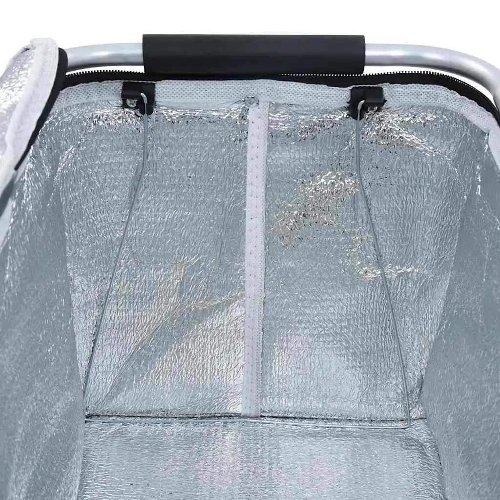 Foldable Insulated Cool Bag Grey 46x27x23 cm Portable Food Beverage Cooler