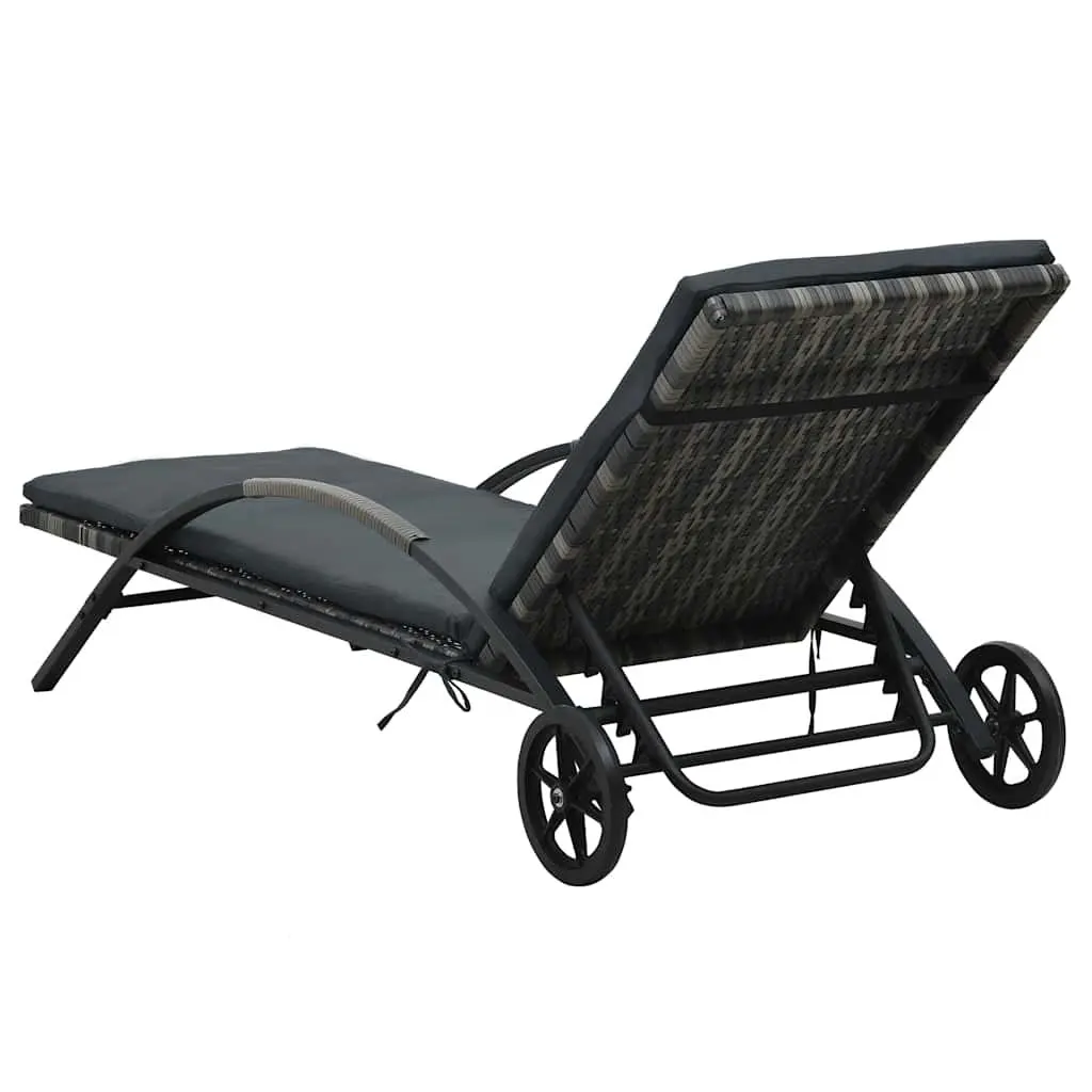 Sun Lounger Adjustable Backrest Weather-Resistant PE Rattan Anthracite