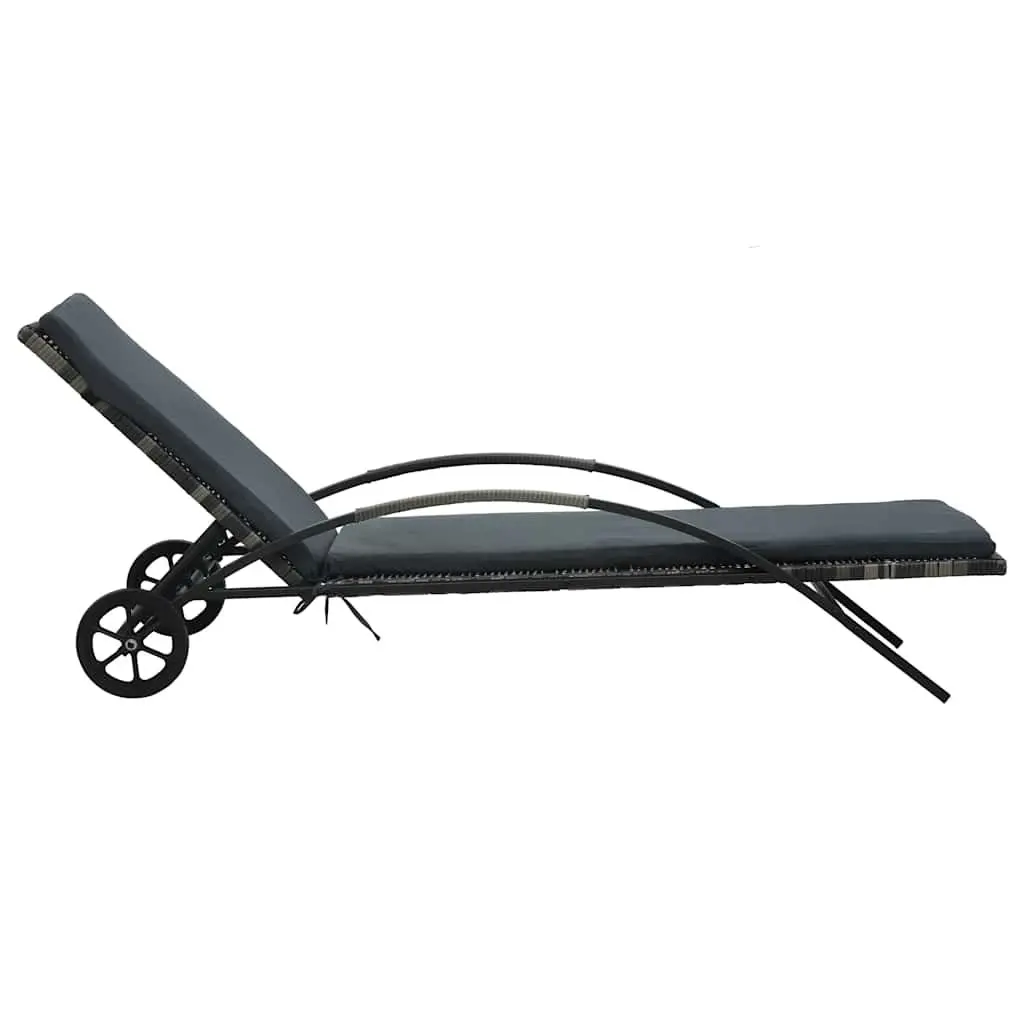 Sun Lounger Adjustable Backrest Weather-Resistant PE Rattan Anthracite