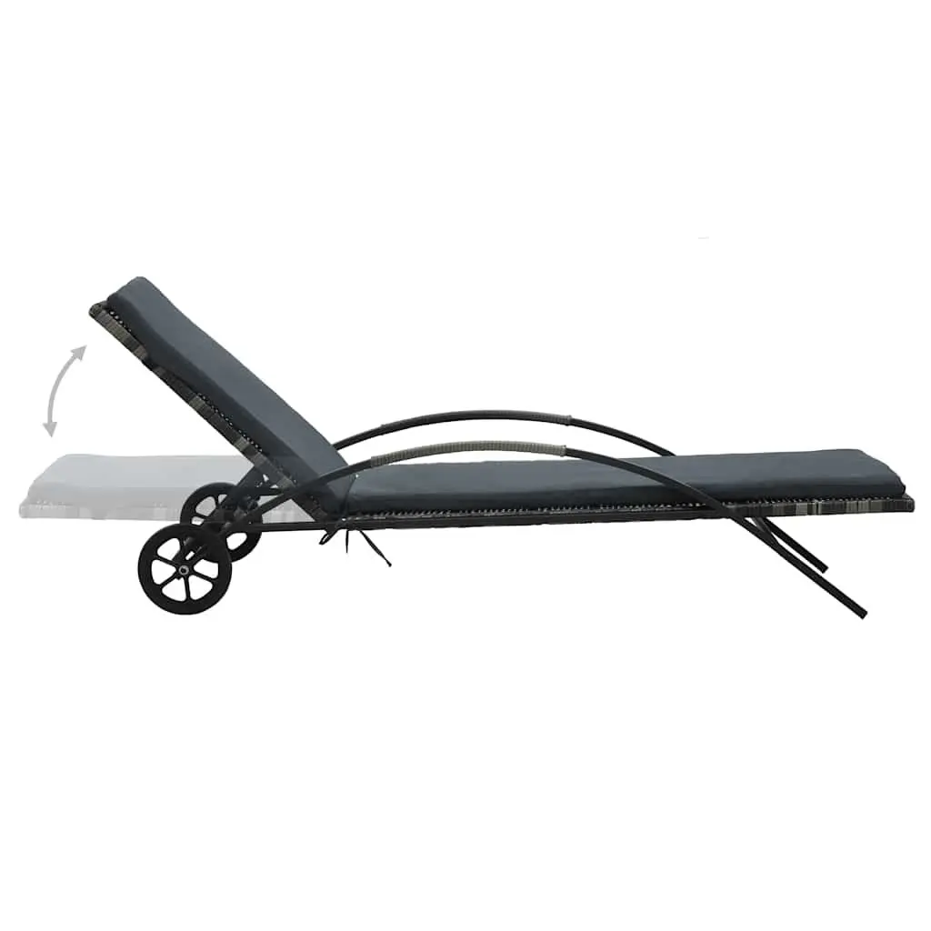 Sun Lounger Adjustable Backrest Weather-Resistant PE Rattan Anthracite