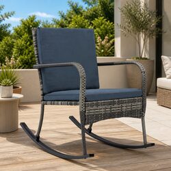 Outdoor Rocking Chair Garden Patio Seating Anthracite with Removable Cushions