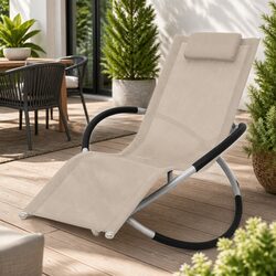 Sun Lounger Outdoor Folding Chaise Lounge Geometrical Steel Garden Chair