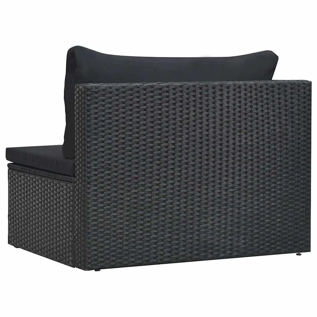 5 Piece Outdoor Garden Lounge Set Black Poly Rattan Patio Furniture with