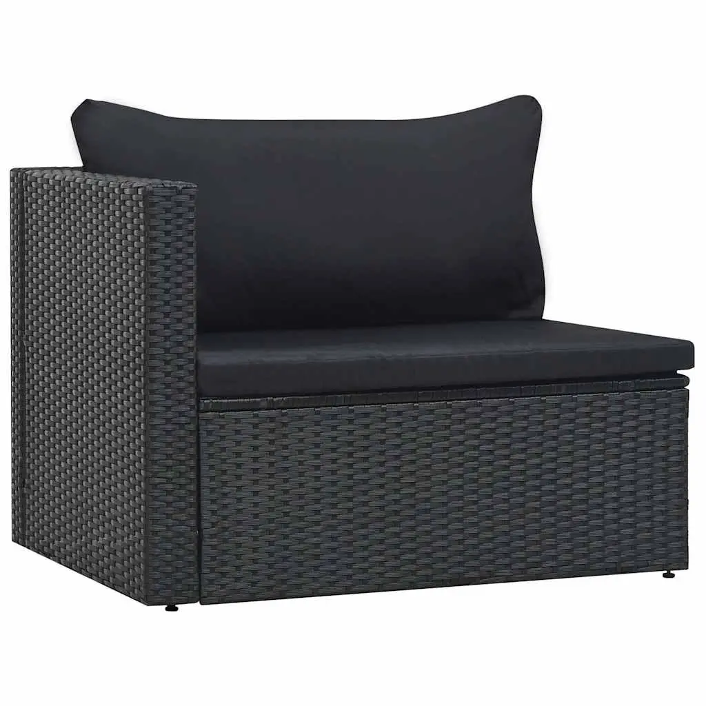 5 Piece Outdoor Garden Lounge Set Black Poly Rattan Patio Furniture with