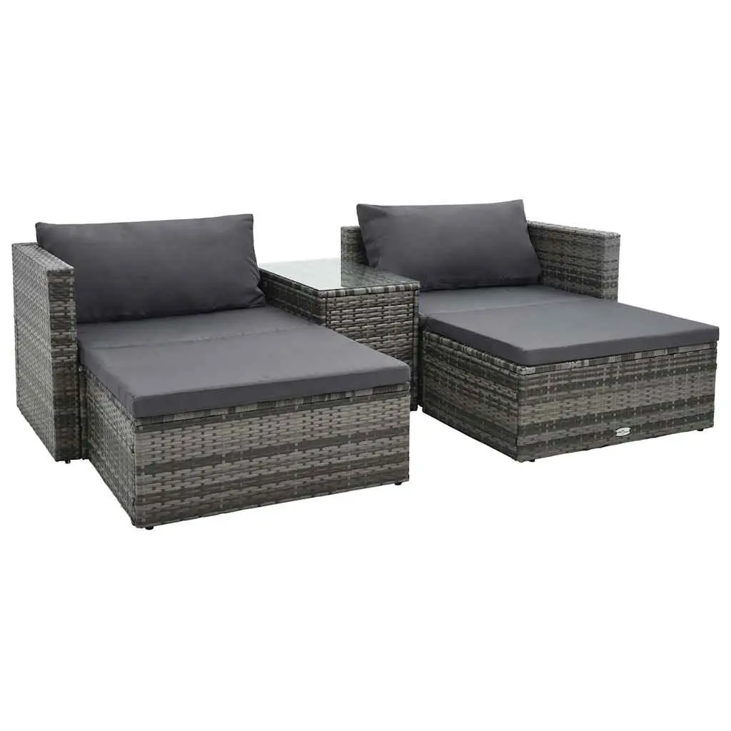 Garden Lounge Set 5 Piece Outdoor Patio Furniture Weather-resistant PE Rattan Grey Sofa