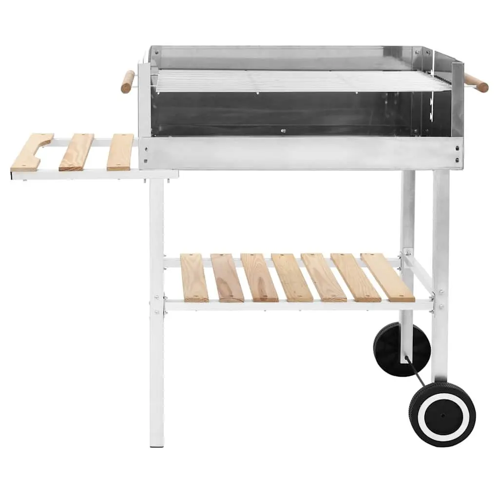 XXL Trolley Charcoal BBQ Grill Stainless Steel 2 Shelves Outdoor Cooking Garden