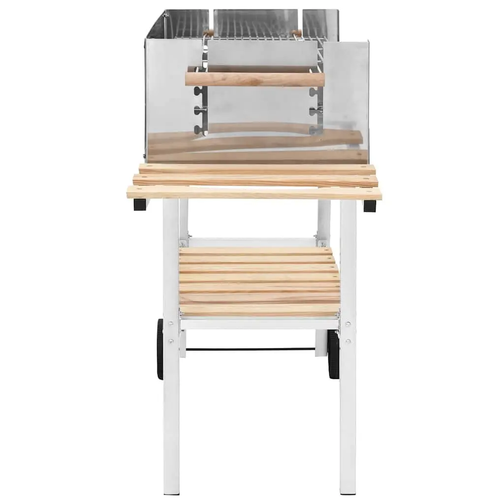 XXL Trolley Charcoal BBQ Grill Stainless Steel 2 Shelves Outdoor Cooking Garden