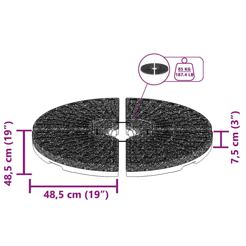 Umbrella Base Heavy Duty Set of 4 Fan-shaped Water Sand Fillable Black