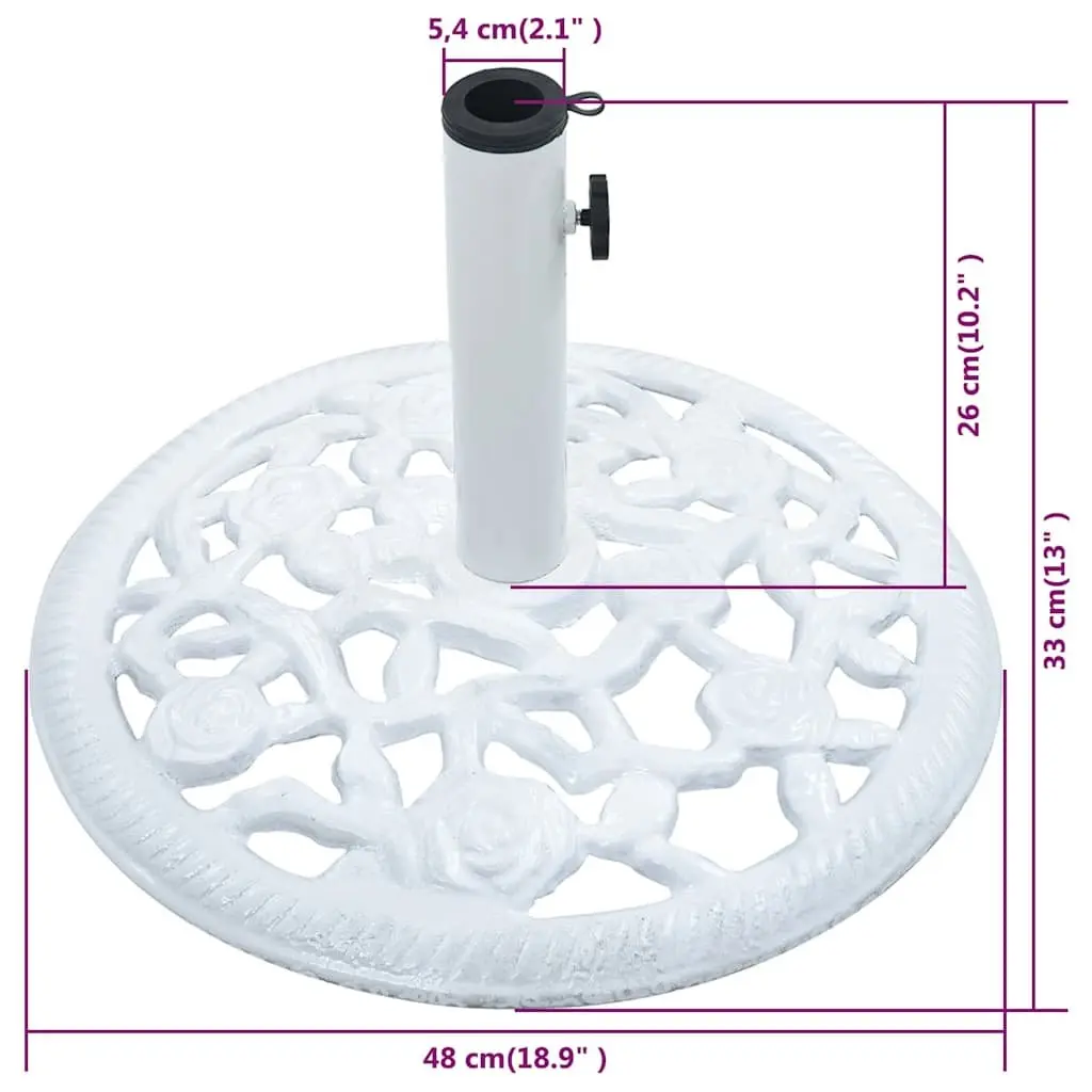 Umbrella Base Cast Iron Stable Support Stand White for Patio Deck Garden