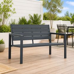 Outdoor Garden Bench 120cm Grey Wood Look Weather Resistant Seating Furniture