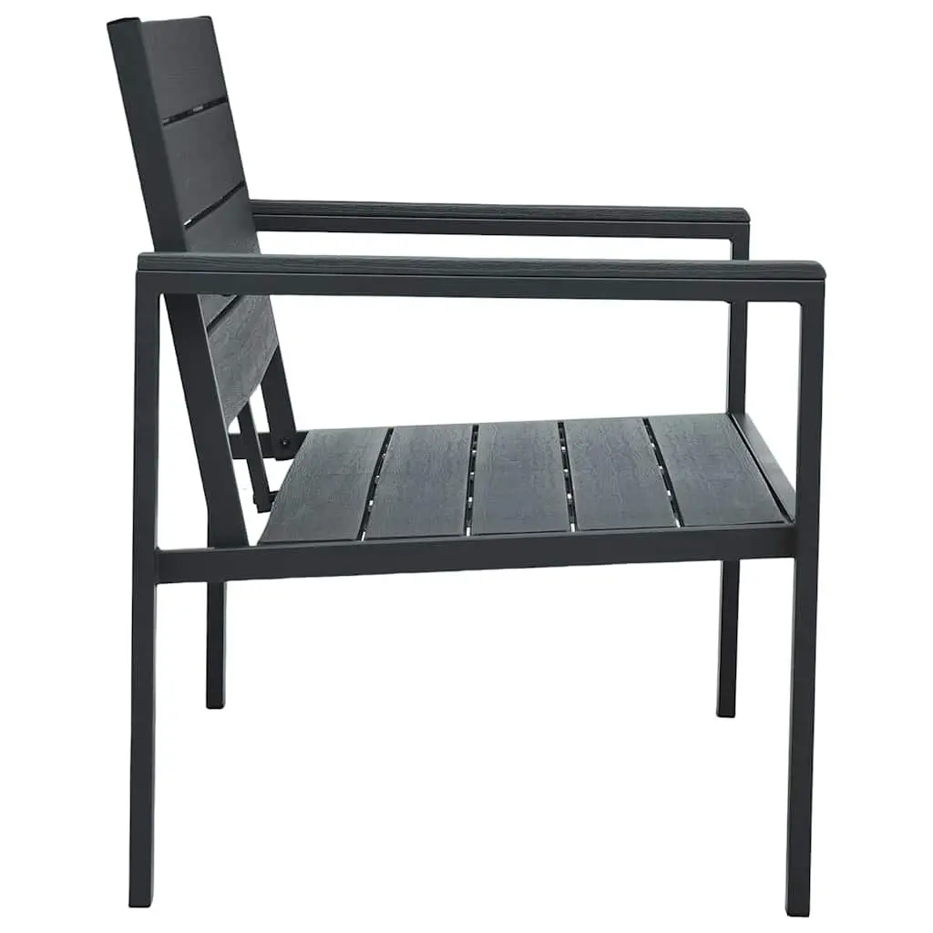 Garden Bench Weather Resistant 120cm Grey Wood Look Steel Frame