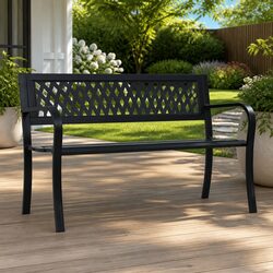 Outdoor Garden Bench 125cm Seating Patio Backrest Weather-Resistant Durable