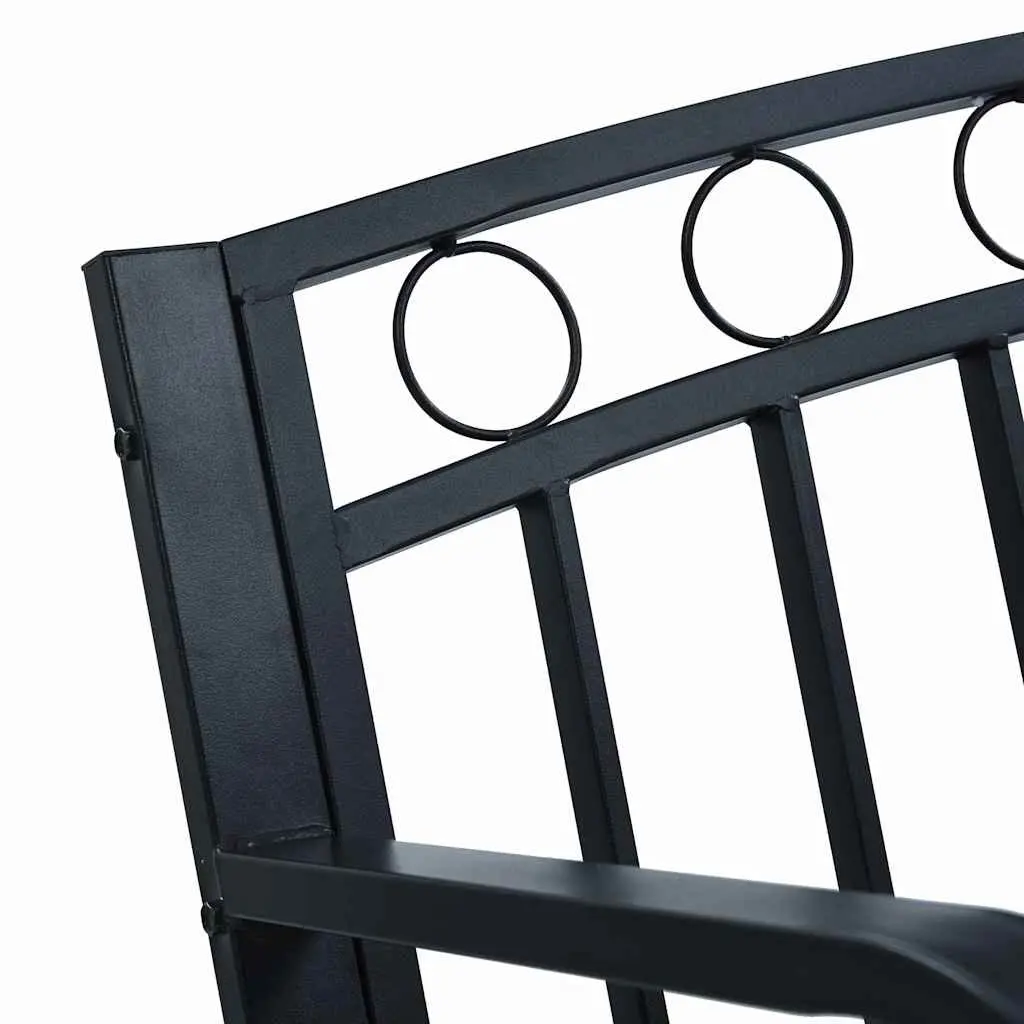 Outdoor Garden Bench 125cm Black Metal Seating Curved Armrests Patio Furniture