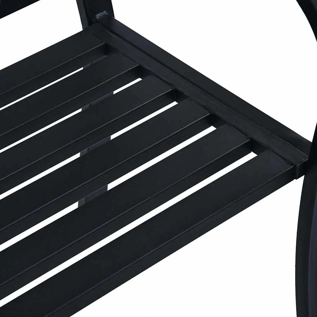 Outdoor Garden Bench 125cm Black Metal Seating Curved Armrests Patio Furniture
