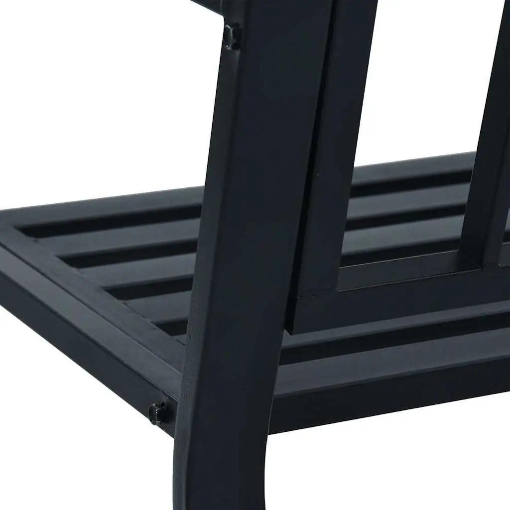 Outdoor Garden Bench 125cm Black Metal Seating Curved Armrests Patio Furniture