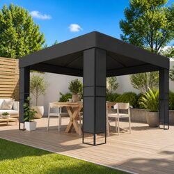 Gazebo with Double Roof 3x3 m Anthracite Outdoor Garden Canopy Sunshade