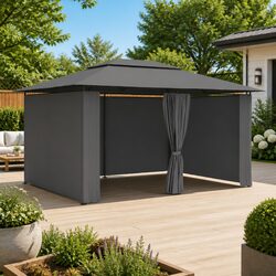 Garden Marquee Gazebo 4x3m Outdoor Canopy Curtains Anthracite Pavilion Sunshade
