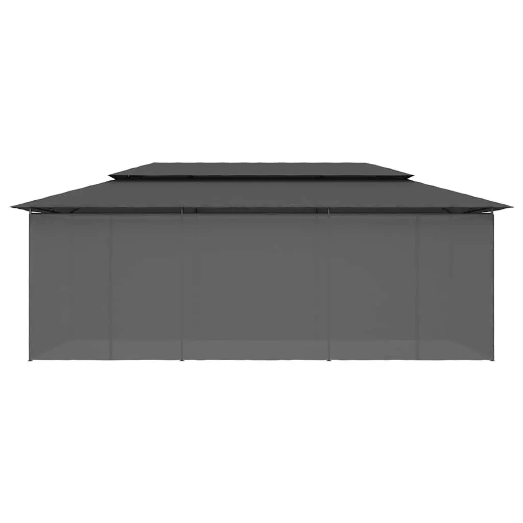 Gazebo Outdoor Canopy with Curtains Large Anthracite Tubular Steel Frame