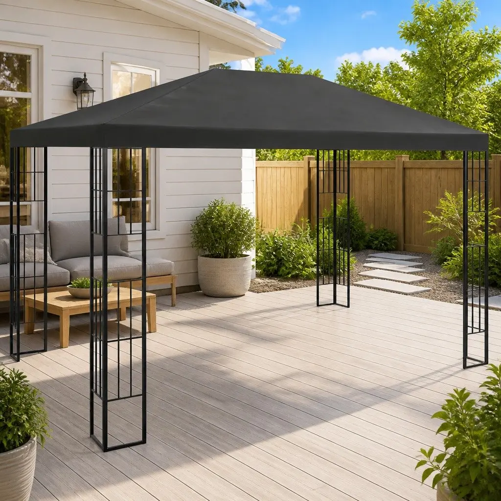 Gazebo Vented Canopy Tent 3x4 m Anthracite Steel Frame Polyester Roof
