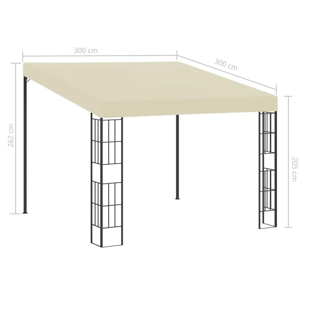 Wall-mounted gazebo sun shelter 3x3m cream powder-coated steel canopy