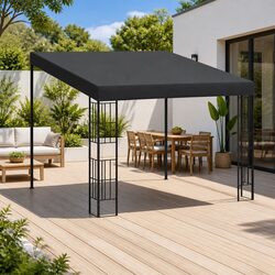 Wall-Mounted Gazebo 3x3m Anthracite Patio Sun Shelter Outdoor Canopy Shade