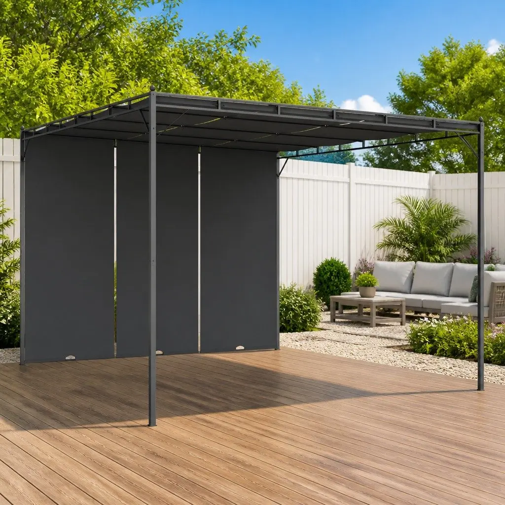 Garden Gazebo Outdoor Canopy 4x3m Anthracite with Side Curtains