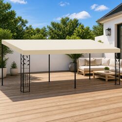 Wall-mounted Gazebo 6x3x2.5m Outdoor Garden Canopy Shade Structure Cream