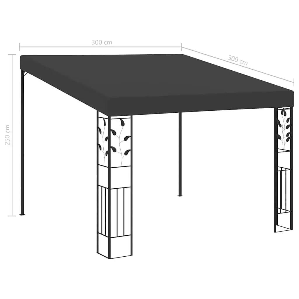 Wall-Mounted Gazebo Sturdy Frame 3x3x2.5m Anthracite Polyester Coating Outdoor Garden Canopy