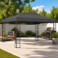 Gazebo 3x4 m Anthracite Outdoor Canopy Garden Patio Shade Shelter Steel Frame