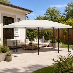 Gazebo 3x6 m Cream Outdoor Canopy Steel Frame Polyester Roof Garden Shade