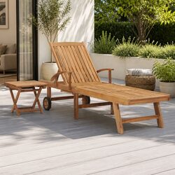Sun Lounger with Table Adjustable Backrest Wheels Outdoor Garden Furniture Brown
