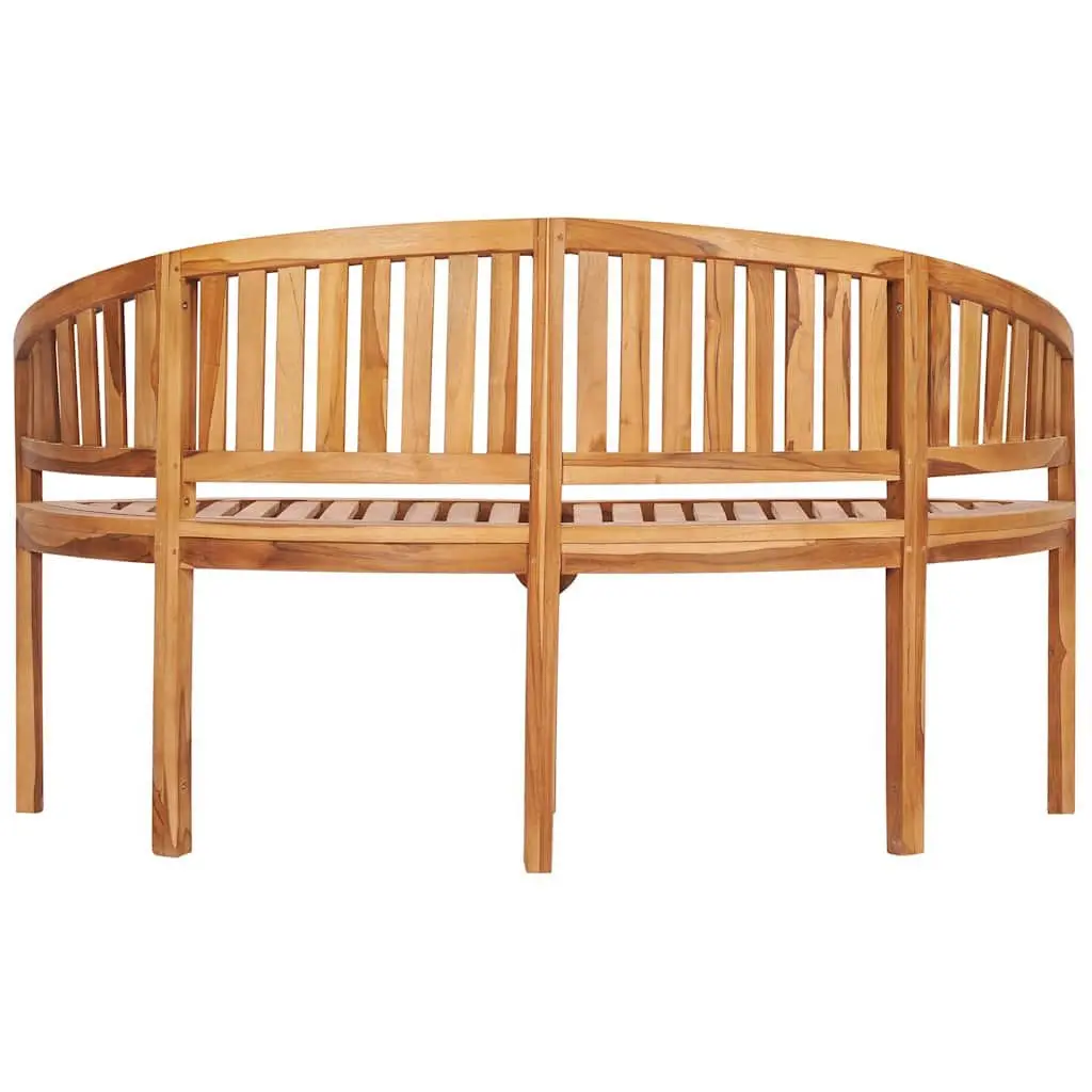 Outdoor Banana Bench 151cm Garden Seating Teak Wood 3-Seater Patio Furniture