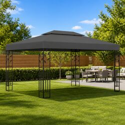 Gazebo with Double Roof 3x4m Anthracite Outdoor Garden Canopy Sunshade Pavilion
