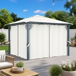 Gazebo with Curtain 300x300 cm Outdoor Canopy Pavilion Sunshade Shelter Cream