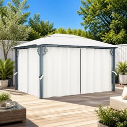 Gazebo with Curtain 400x300 cm Outdoor Canopy Pavilion Sunshade Shelter Cream
