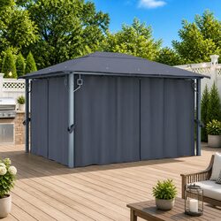 Outdoor Gazebo Canopy 400x300 cm with Curtains Sidewalls Mesh Screens Anthracite