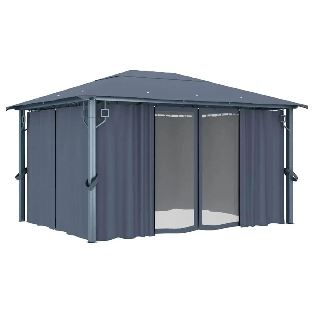 Outdoor Gazebo Canopy 400x300 cm with Curtains Sidewalls Mesh Screens Anthracite