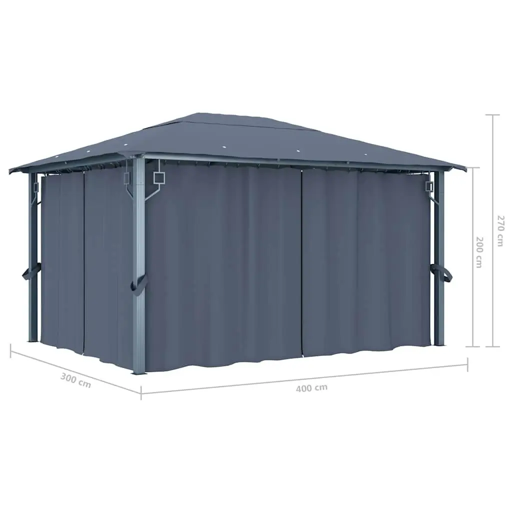 Outdoor Gazebo Canopy 400x300 cm with Curtains Sidewalls Mesh Screens Anthracite