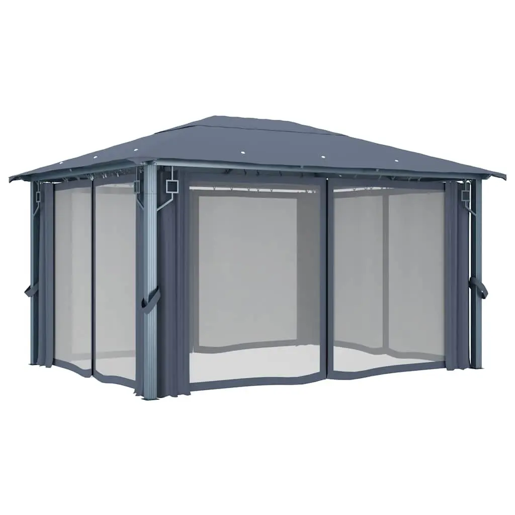 Outdoor Gazebo Canopy 400x300 cm with Curtains Sidewalls Mesh Screens Anthracite