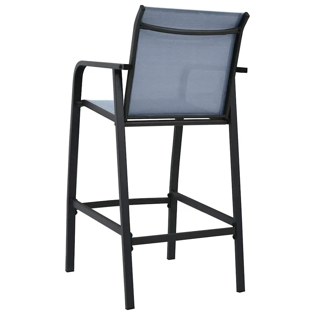 Outdoor Bar Chairs Weather-Resistant Textilene Grey Steel Frame Set of 2