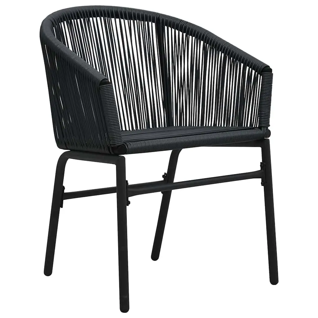 Outdoor Chairs Set 2 pcs PE Rattan Black Garden Seating Patio Furniture