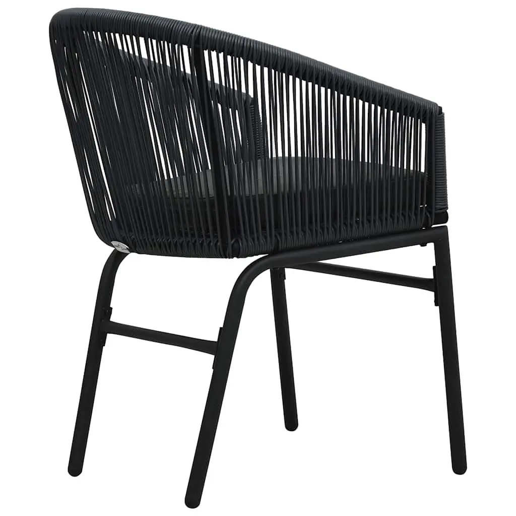 Outdoor Chairs Set 2 pcs PE Rattan Black Garden Seating Patio Furniture