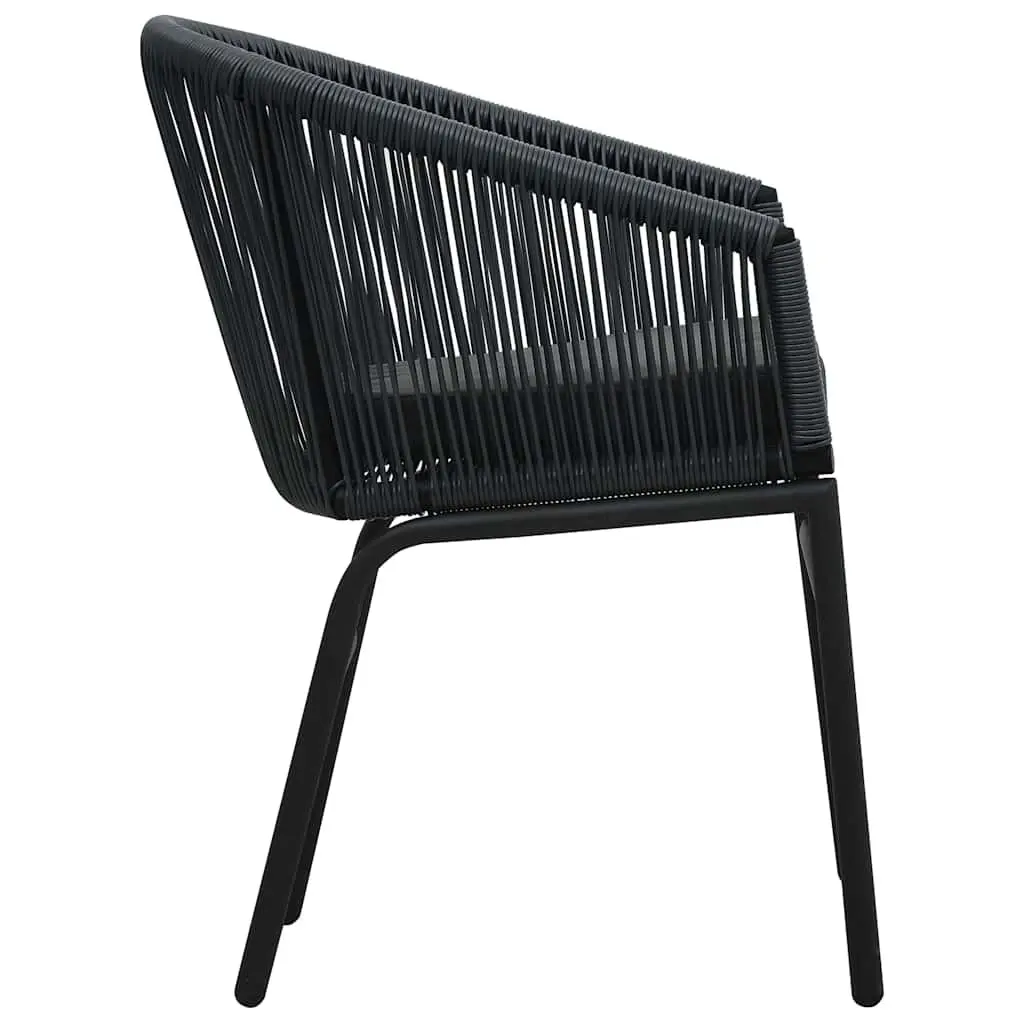 Outdoor Chairs Set 2 pcs PE Rattan Black Garden Seating Patio Furniture