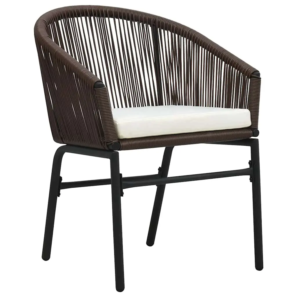 Outdoor Chairs 2 Piece Set Brown Rattan Garden Seating with Cushions Patio